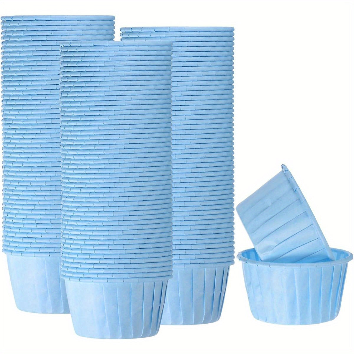 150pcs Blue Cupcake Baking Cups - Greaseproof Paper Liners with Standard Size (3.5oz) for Weddings, Birthdays, Christmas & Parties | Disposable Elegant Wrappers for Cupcakes, Desserts, Mini Pies | Grease-Resistant & Easy Cleanup | Ideal for Home &