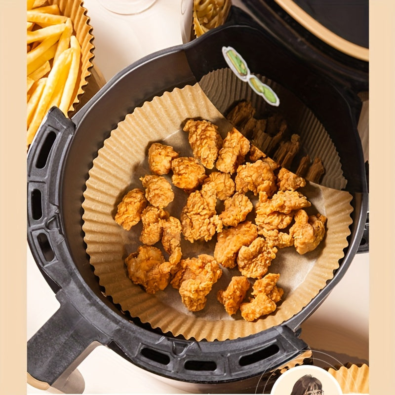 50/ 100pcs, disposable paper lining for air fryer, air fryer 6.3-7 inch lining [for 2-8 QT], non-stick parchment, for frying, baking, cooking, baking and microwave ovens, oil-proof, tray non-stick silicone oil paper, kitchen accessories