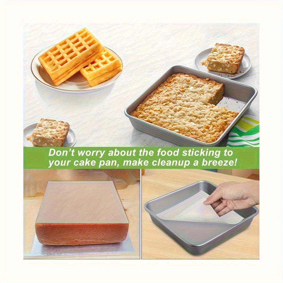 100 Sheets 3.9x3.9inch Square Paper, Suitable for Separating BBQ, Cookies, Frozen Food, and Candy Packaging, or as Baking and Candy Wrapping Paper