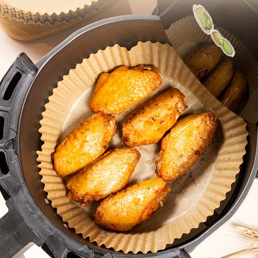 50/ 100pcs, disposable paper lining for air fryer, air fryer 6.3-7 inch lining [for 2-8 QT], non-stick parchment, for frying, baking, cooking, baking and microwave ovens, oil-proof, tray non-stick silicone oil paper, kitchen accessories