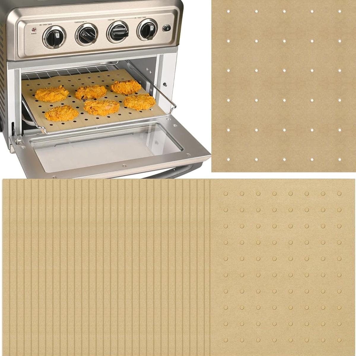200pcs Unbleached Air Fryer Parchment Paper Liners - 11x9 Inch Perforated Rectangular Disposable Baking Sheets for Cuisinart, Ninja Foodi, Breville, Gowise, Black Decker - Non-Stick, Easy Cleanup, Even Cooking, Kitchen & Restaurant Use, Air Fryer