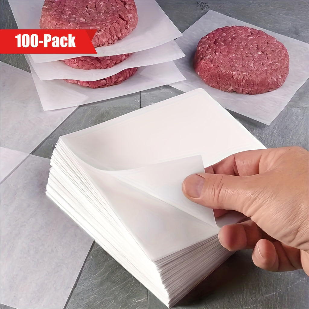 100 High-quality Non Stick Meat Paper Cubes, Food Grade, Oil And Water Resistant, Suitable For Hamburger Cake Separation, Baking, Grilling, Cake, Freezing, Candy Packaging, Multi-purpose Use