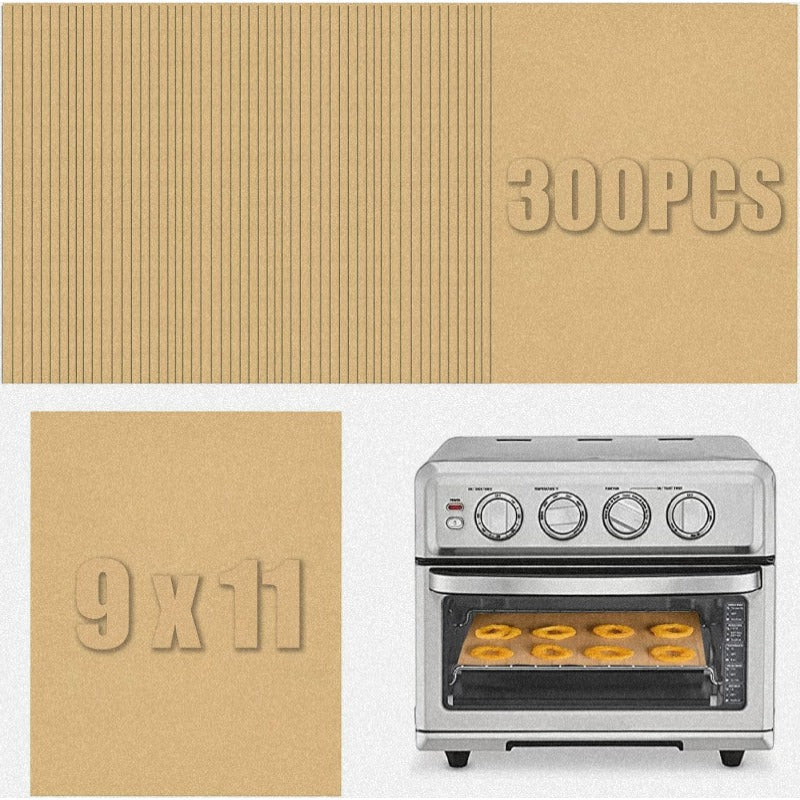300pcs 9x11 Inch Parchment Paper Sheets - Disposable Air Fryer & Toaster Oven Liners, Non-Stick Rectangular Baking Sheets for Cuisinart, Emeril Lagasse, Ninja Foodi, Breville, Instant Pot - Easy Cleanup, Even Heat Distribution, Kitchen Essentials, Baking