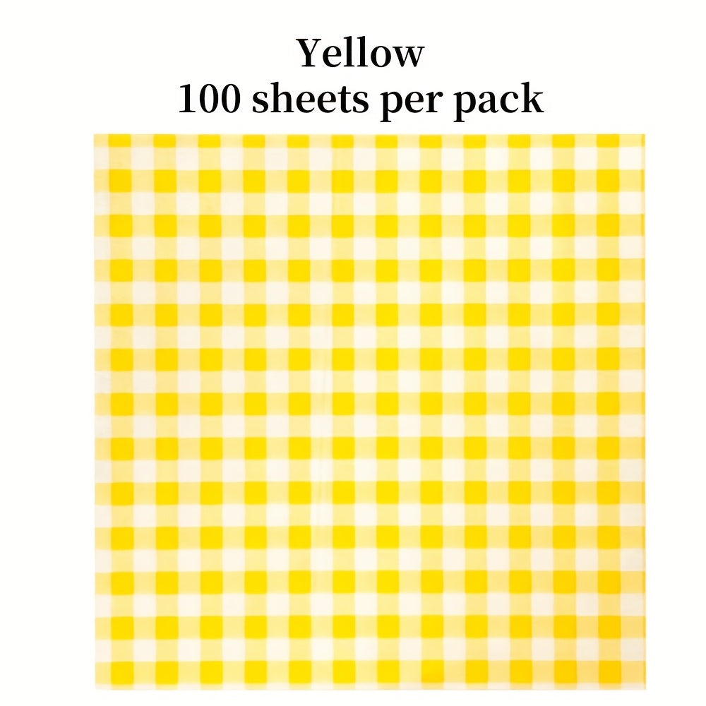 100pcs Grid Pattern Baking Paper Sheets - Non-Stick & Grease Proof for Air Fryer, Oven Countertops Crafts & Food Prep-Oil-Proof Wax Paper